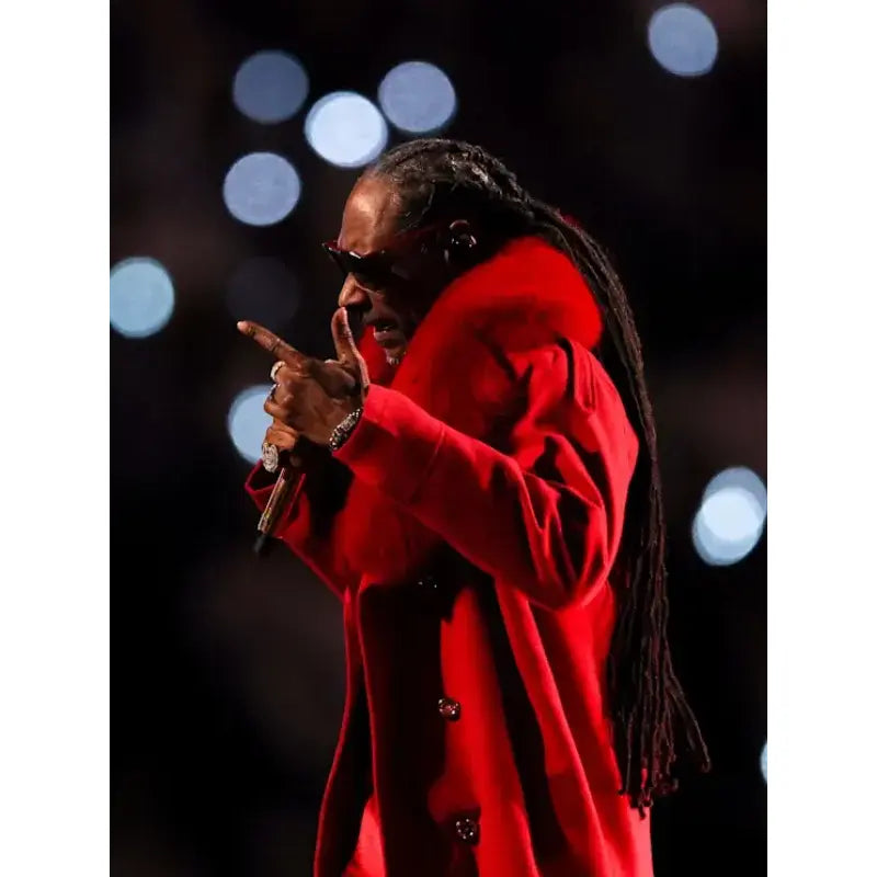 Snoop Dogg Halftime Show Christmas 2025 Red Wool Coat – Outerwear