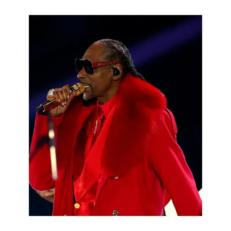 Snoop Dogg Halftime Show Christmas 2025 Red Wool Coat – Outerwear
