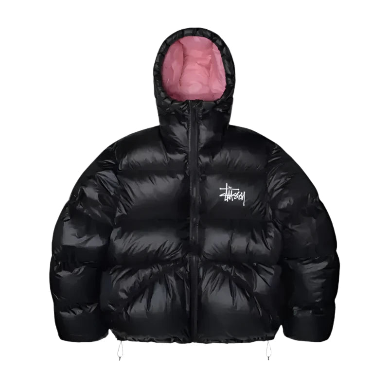 Stussy Black Puffer Jacket Streetwear Outerwear – Vintage Jacket