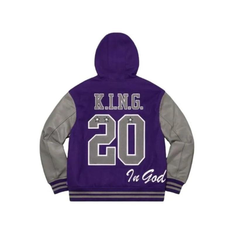 Supreme King Hooded Varsity Wool Jacket – Vintage Jacket Supreme King Hooded Varsity Wool Jacket – Vintage Jacket