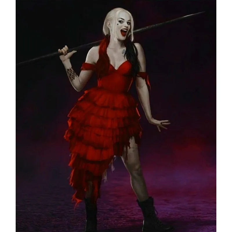 Harley Quinn The Suicide Squad 2 Red Dress Outfit S / Women
