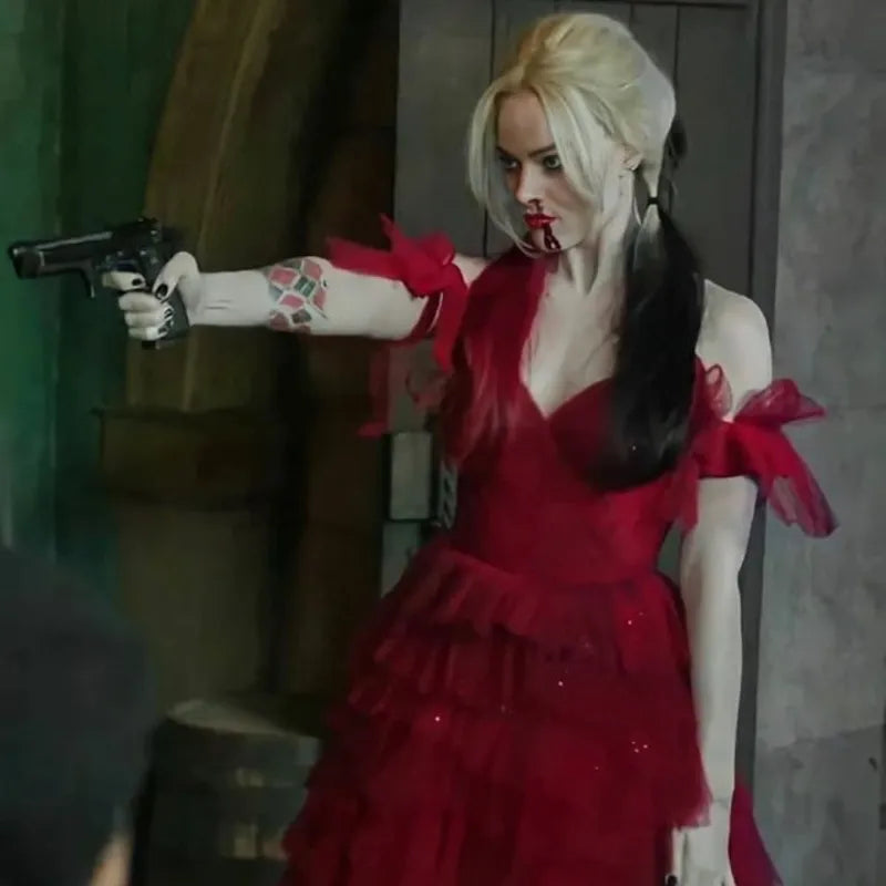 Harley Quinn The Suicide Squad 2 Red Dress Outfit – Vintage Jacket Harley Quinn The Suicide Squad 2 Red Dress Outfit – Vintage Jacket