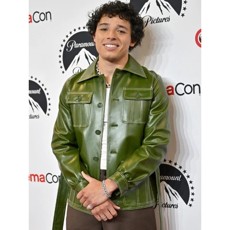 BALMAN オリーブグリーン レザージャケット 勘太郎 Anthony Ramos Green Jacket Transformers Beasts Look – Vintage Jacket