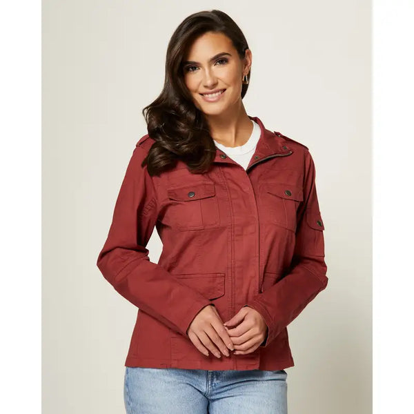 Womens Wine Red Utility Jacket