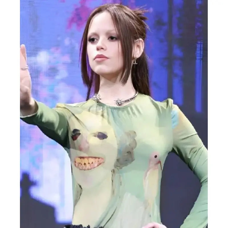 Wednesday Season 2 Jenna Ortega Green Top – Stylish Casual Wear