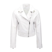 Women White Biker Jacket