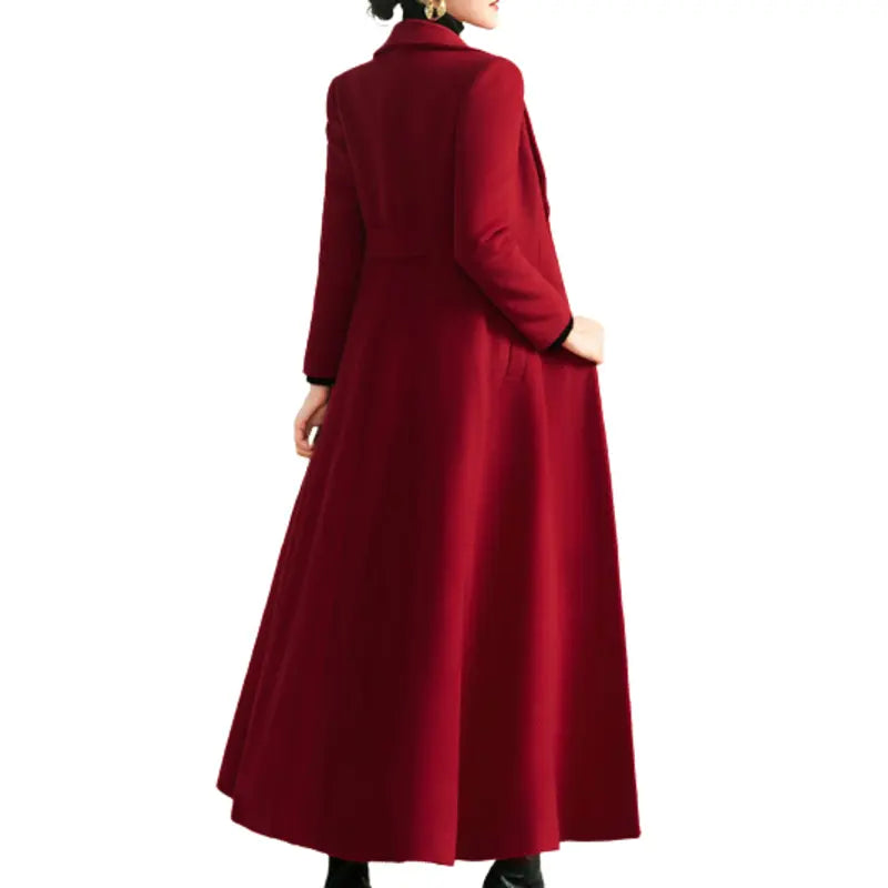 Women Long Red Wool Trench Coat Vintage Jacket Women Long Red Wool Trench Coat Vintage Jacket