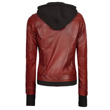Women's Bomber Maroon Leather Jacket