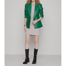 Women's Green Leather Blazer