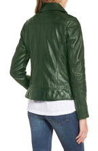 Womens Genuine Leather Green Motorcycle Jacket