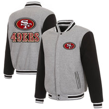JH Design Gray/Black San Francisco 49ers Reversible Fleece Full-Snap Jacket
