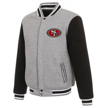 JH Design Gray/Black San Francisco 49ers Reversible Fleece Full-Snap Jacket