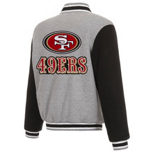JH Design Gray/Black San Francisco 49ers Reversible Fleece Full-Snap Jacket