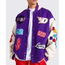 Boohooman Dababy Blue Varsity Jacket