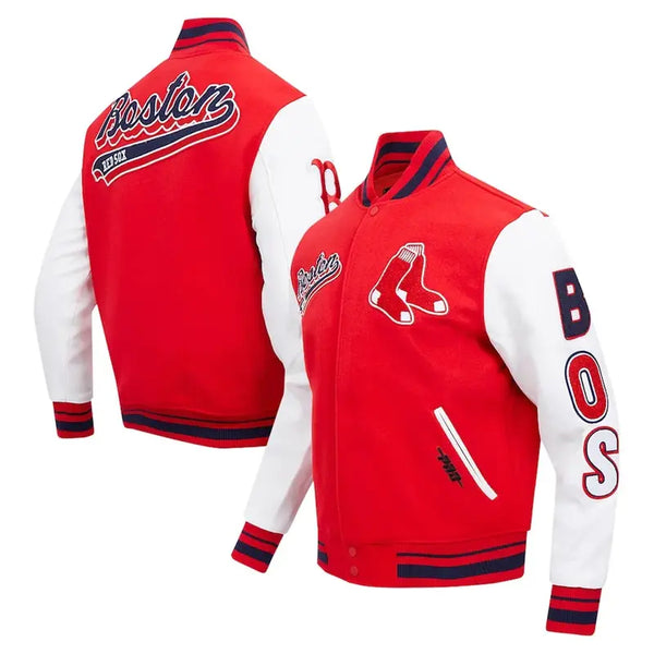 Boston Red Sox Red and White Varsity Jacket