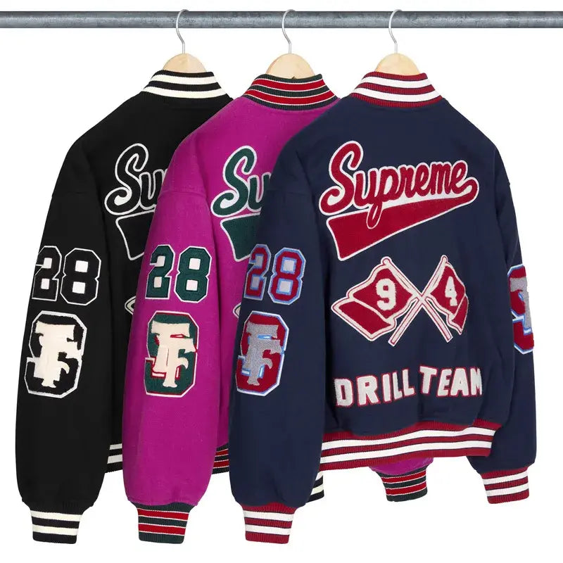 Drill Team Full-Snap Varsity Jacket | Modern Outerwear – Vintage Drill Team Full-Snap Varsity Jacket | Modern Outerwear – Vintage