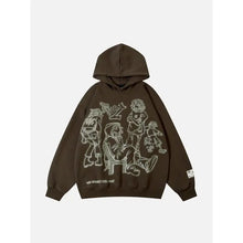 Aelfric Eden Cartoon Kat Hoodie Dames Oversized Hoodie Heren Embroidery Sweatshirt met Capuchon Uniseks Hoody Y2K Graphics Hooded Lange Mouw Sport Tops Streetwear, grijs, XL