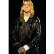 Kurt Cobain Single Breasted Black Leather Coat