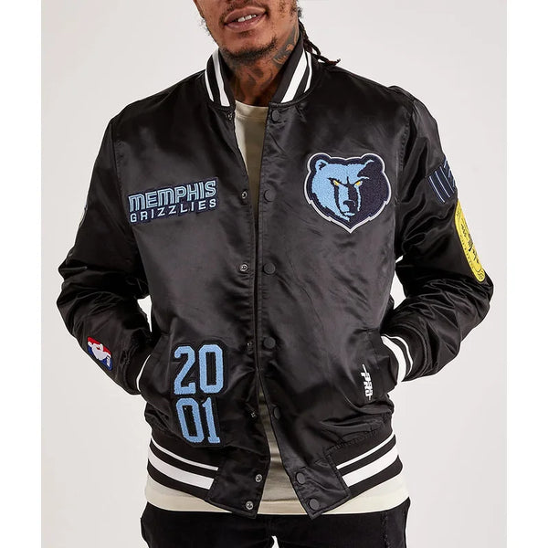Memphis Grizzlies 2001 Black Varsity Full-Snap Satin Jacket