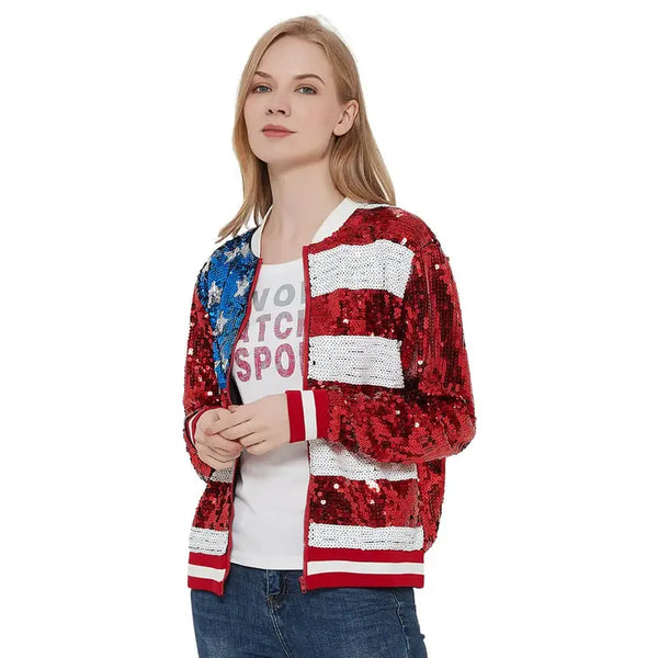 American USA Flag Anna Kaci  Sequin Jacket