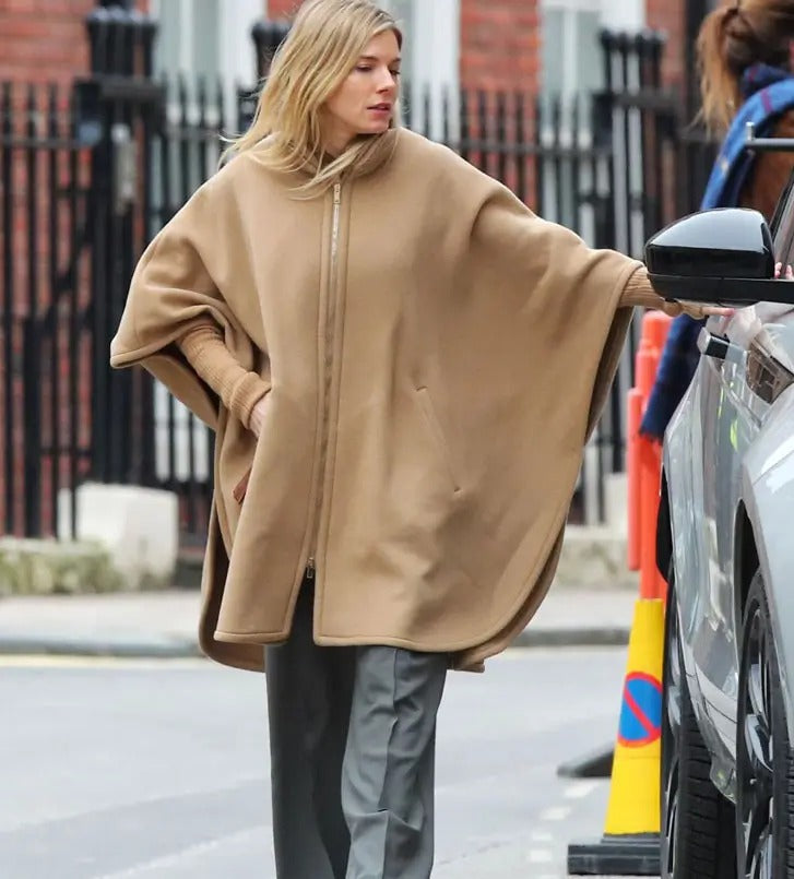 Sienna Miller Anatomy Of A Scandal Brown Wool Poncho | Sophie