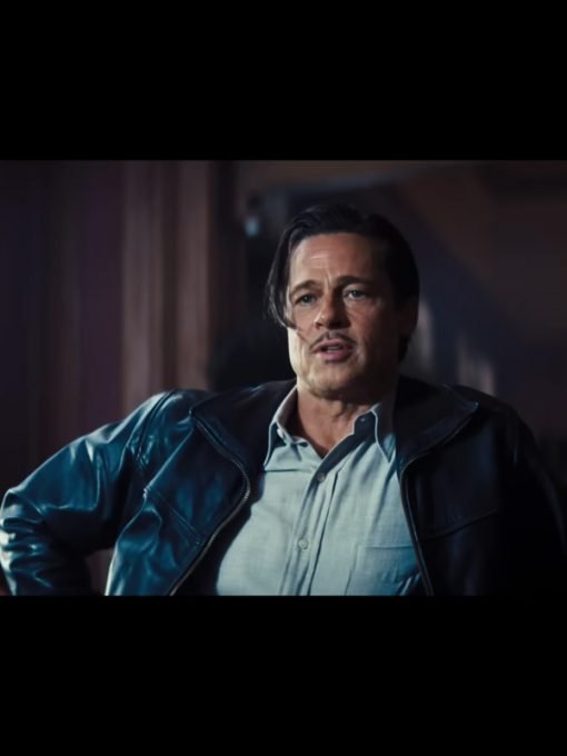 Babylon 2022 Brad Pitt Black Leather Jacket