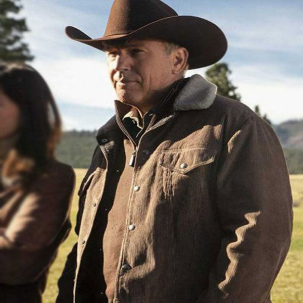 Kevin Costner Yellowstone John Dutton Brown Corduroy Jacket