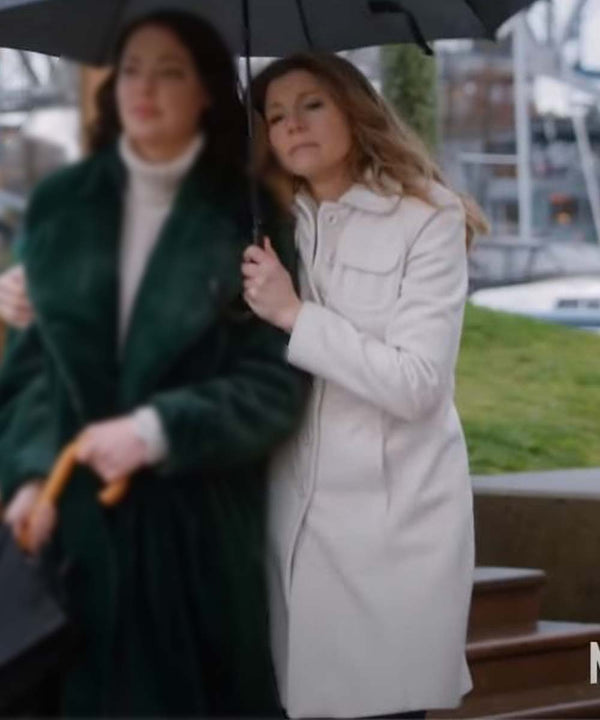 Firefly Lane Sarah Chalke White Wool Blend Coat
