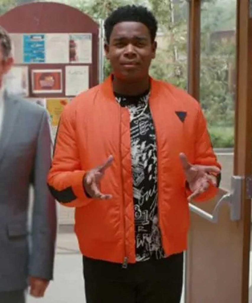 Saved by the Bell Devante Young Orange Bomber Jacket - Dexter