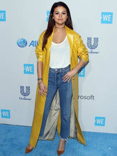 Selena Gomez Yellow Leather Coat