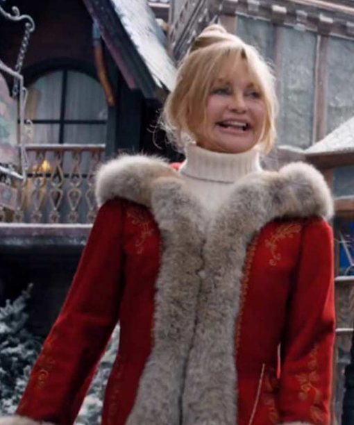 Mrs. Claus Red Fur Hood Coat – Goldie Hawn Christmas Red Coat