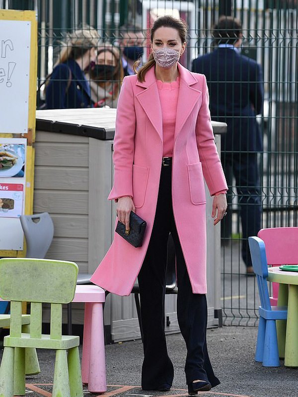 Duchess Of Cambridge Kate Middleton Pink Wool Trench Coat
