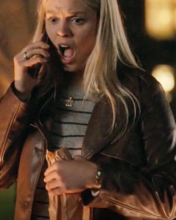 The Sex Lives of College Girls Reneé Rapp Brown Leather Coat | 33