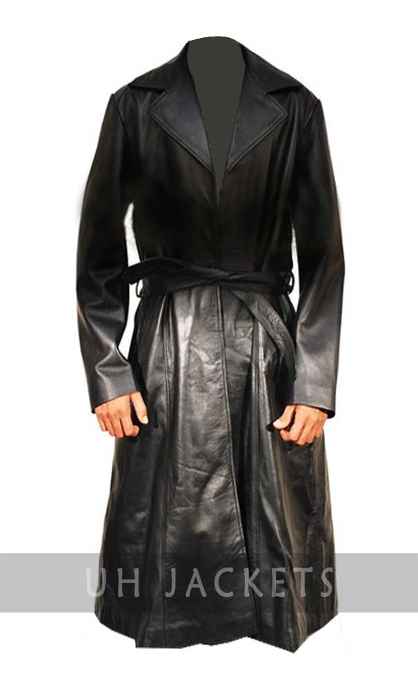 NEW Wesley Snipes Blade Trinity Leather Men Long Jacket Coat