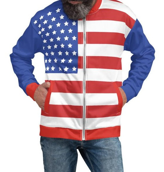 Unisex Patriotic Eagle Full Zip Windbreaker Jacket | The Flag Shirt | L