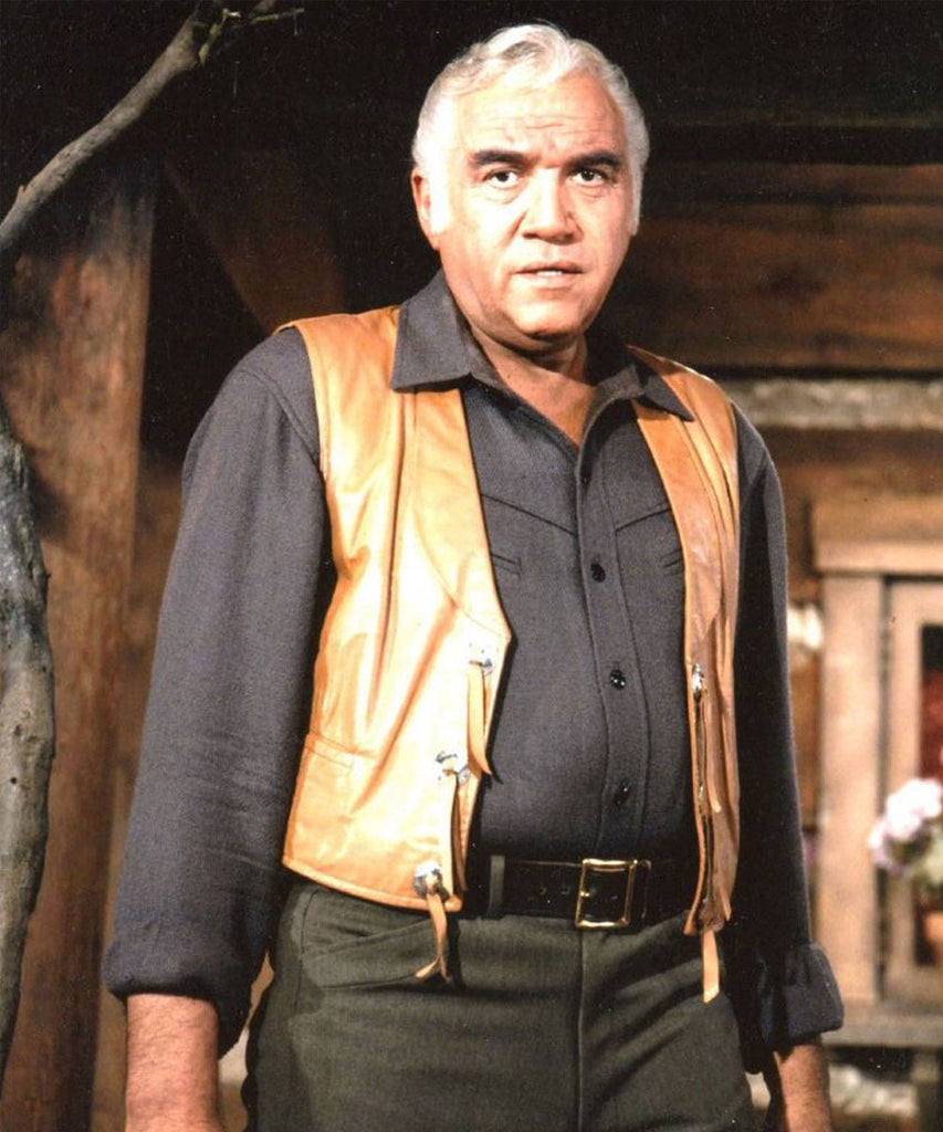 Lorne Greene Bonanza Ben Cartwright Brown Leather Vest | 30% Off