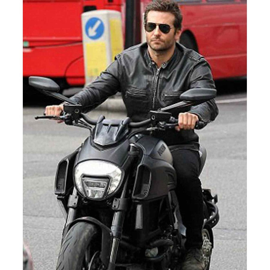 bradley cooper motorcycle helmet Men's Black Biker Leather Jacket – Bradley Cooper Style Jacket – Vintage Jacket