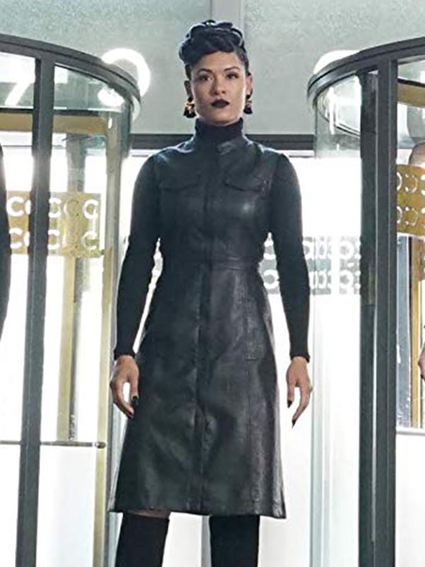 The Gifted Reeva Payge Sleeveless Black Leather Coat